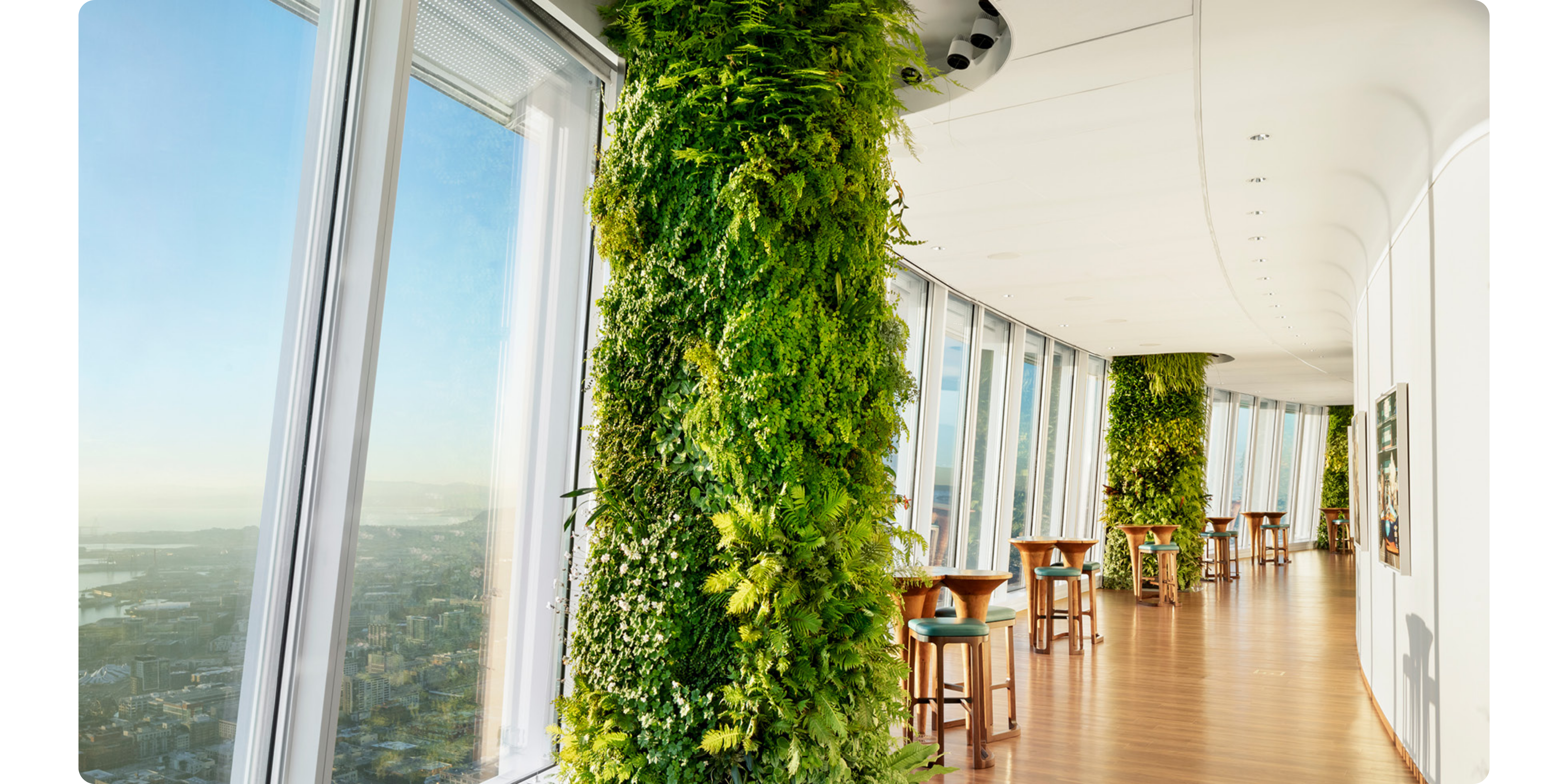 Living columns inside Salesforce Tower in San Francisco