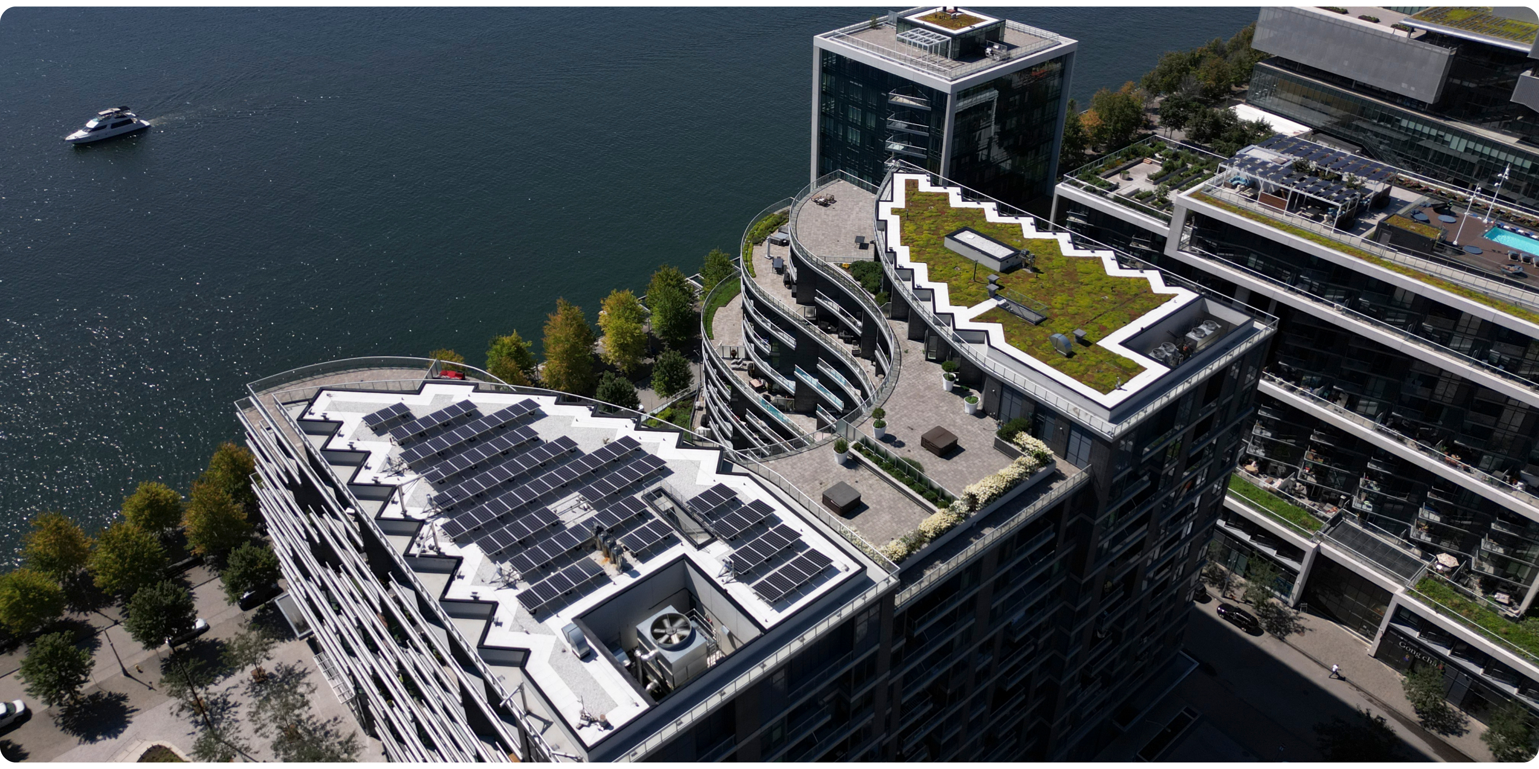 Green roof within multi-use complex with other green design