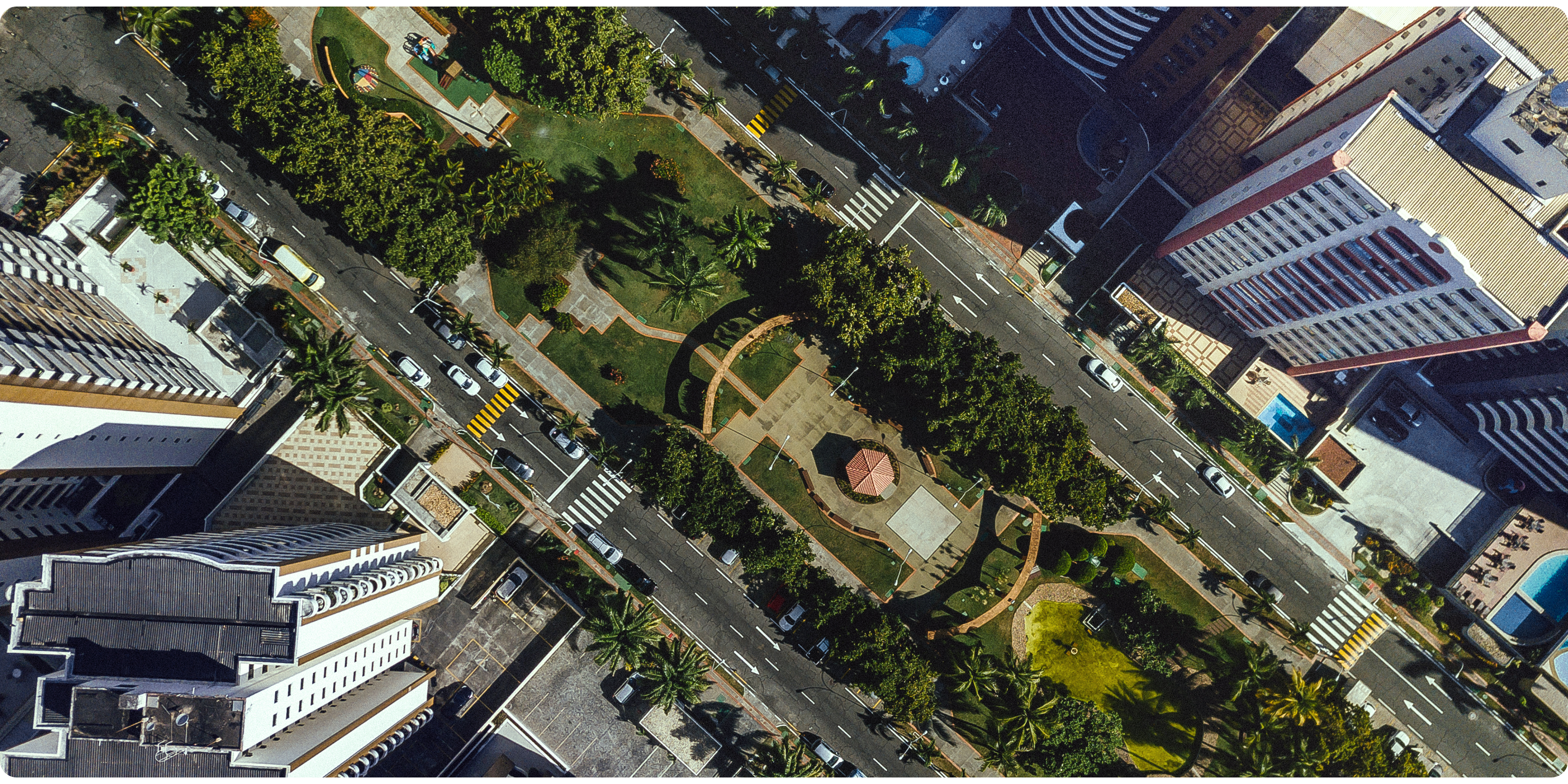 City shot with green infrastructure 