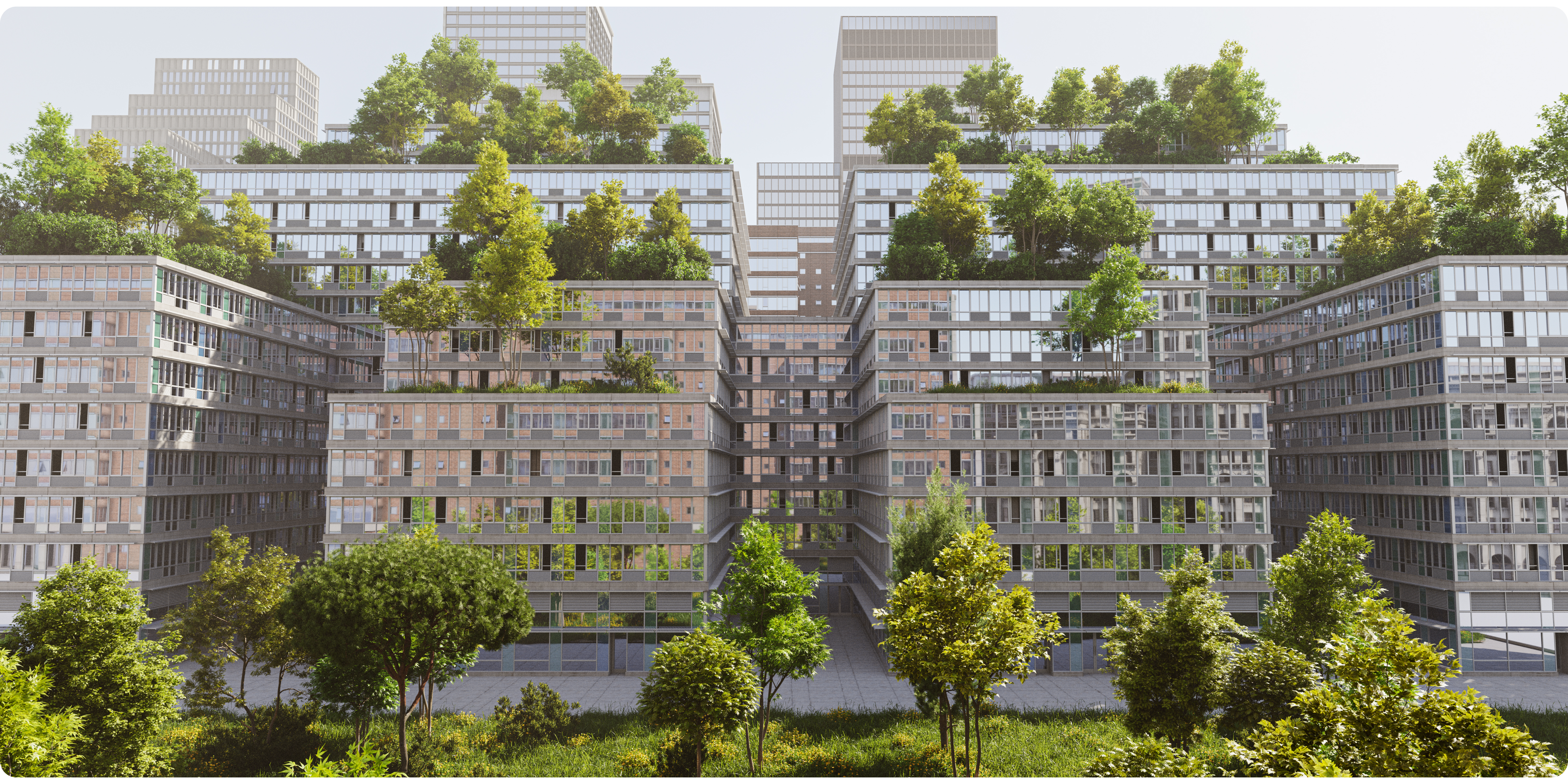 Green building development with various green infrastructure